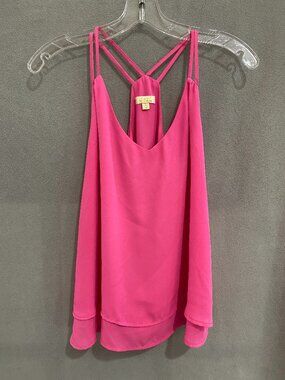 Dani Collection Hot Pink Strappy Racerback Tank Top Size Small Flowy Layer Blous